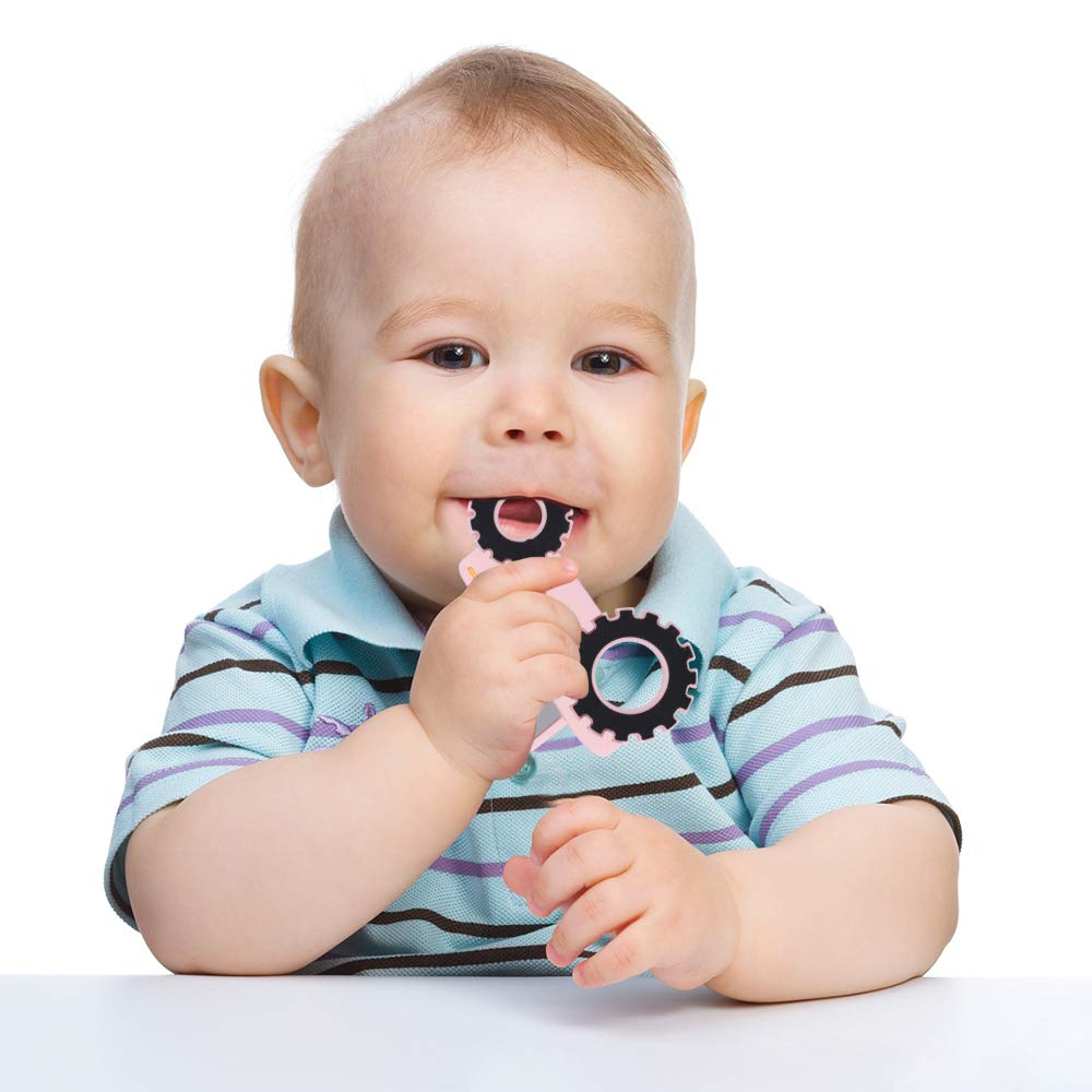Amazingm Car Series Baby Teething Toys,Food Grade Silicone Chew Teether For 3 Months+ Infant Boy And Girl,Toddler Sensory Chewing Teether,Bpa Free. (Tractor, Pink)
