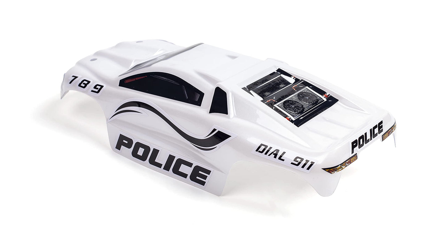 SummitLink Custom Body Police White Style Compatible for e-Revo Mini 1/16 Scale RC Car or Truck (Truck not Included) ERMN-PW-01
