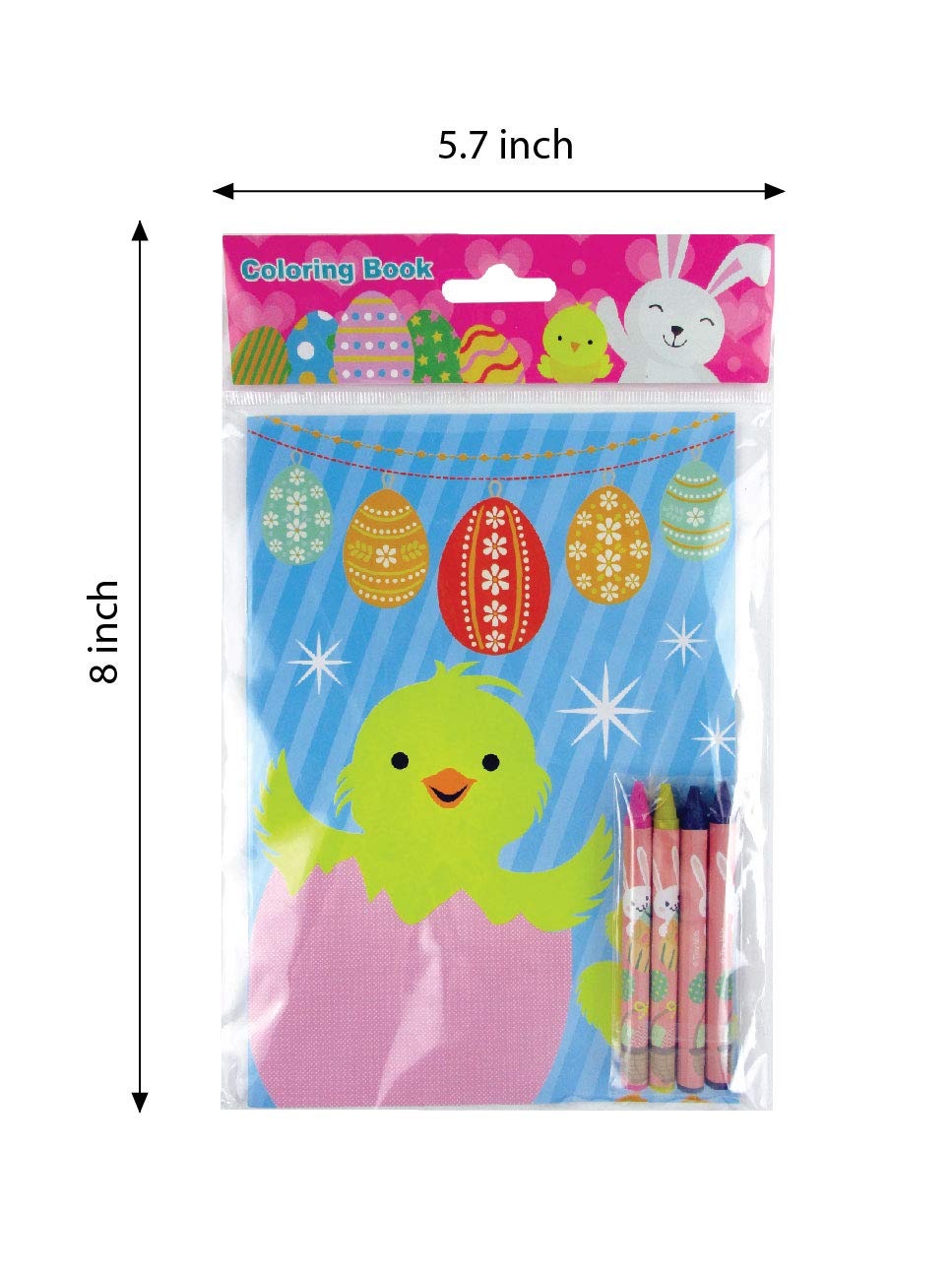 TINYMILLS Easter Coloring Books with Party Favors with 12 Books and 48 Crayons,Easter Prizes, Favor Bag Easter Basket Filler