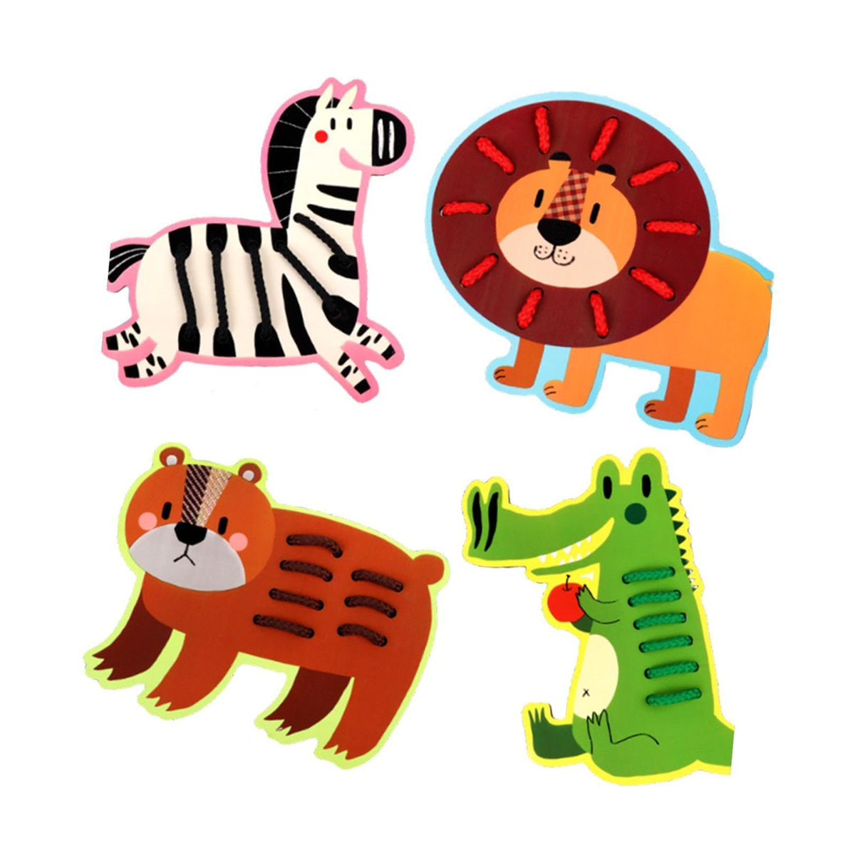 FABLOFT Kids Lacing Toy Threading Board Improve Cognition for Boys Girls Puzzle Game Animal Pattern