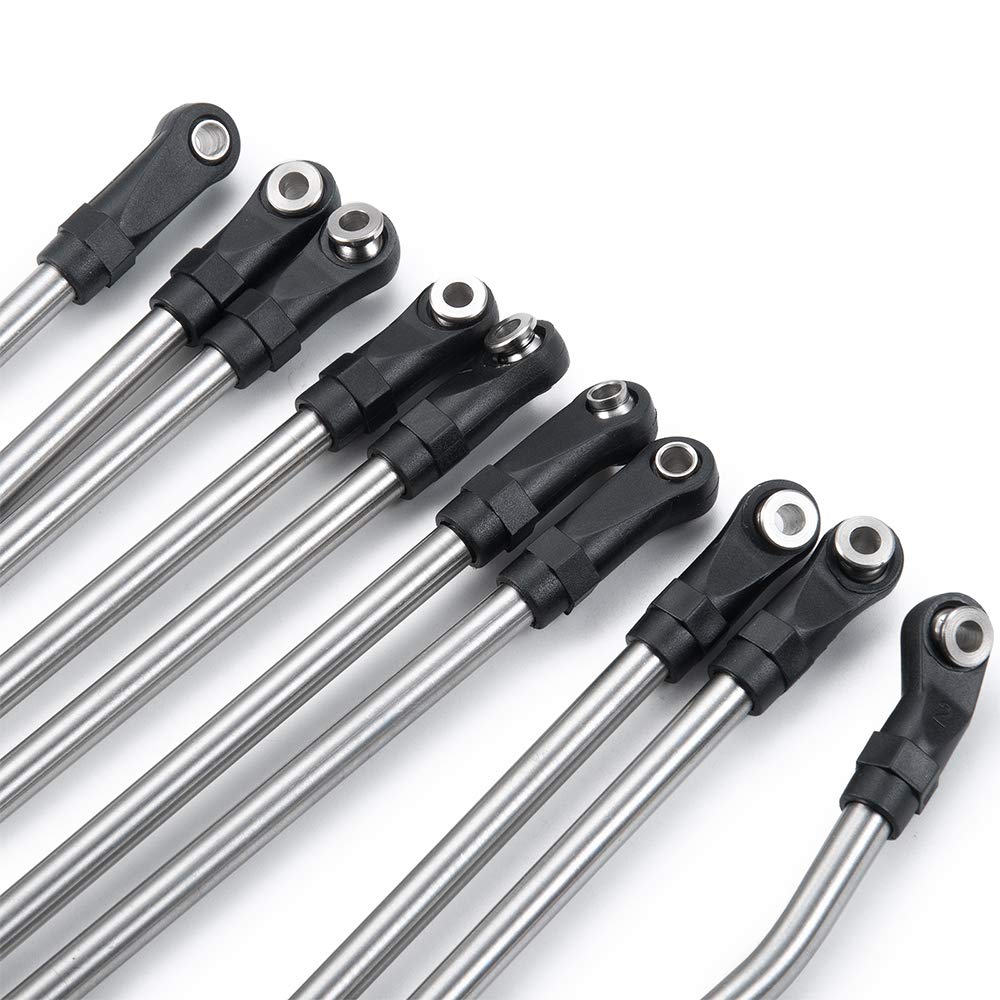 RCLions Stainless Steel Link Rod Linkage 313mm Wheelbase for Axial SCX10 II 90046 1/10 Crawler Car Upgrade Parts