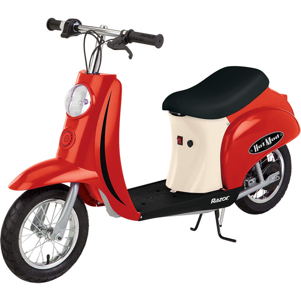 Razor Pocket Mod Hot Rod, Miniature Euro 24V Electric Kids Ride On Retro Moped Scooter, Speeds Up To 15 Mph And 10 Mile Range, Ages 13+, Red