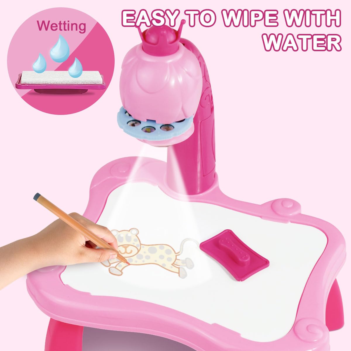 Bakam Drawing Projector Table For Kids, Trace And Paint Drawing Board With Light & Music, Smart Projector Sketcher Desk, Preschool Learning Kids Toys For Ages 5-7, 4 Year Old Girl Birthday Gifts