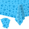 Paw Print Tablecloth, 3 Pack Large Size Plastic 54'X108' Dog Paw Print And Bone Sign Tablecloths, Cute Table Cover For Kids Boy Girl Dog Birthday Party Supplies- Blue