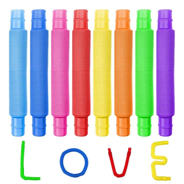 Aakrivaa Pop Tubes Sensory Toy Set, Multicoloured Stretchy Fidget Tubes, Stress Relief And Fine Motor Skills Development (Set Of