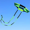 Beach Kites For Adults Large With Long Tail, 98 Inches Super Easy Flyer 3D Rainbow Box Kites, Come With 49 Feet Multi Colors Tails X 2, 300 Ft Kite String & Handle (Black Green)