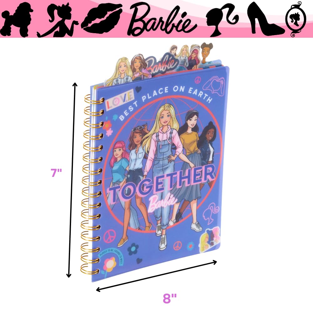 Innovative Designs Barbie Tab Journal Notebook, Spiral Bound, 96 Lined Pages, 8 X 7 Inches, Purple