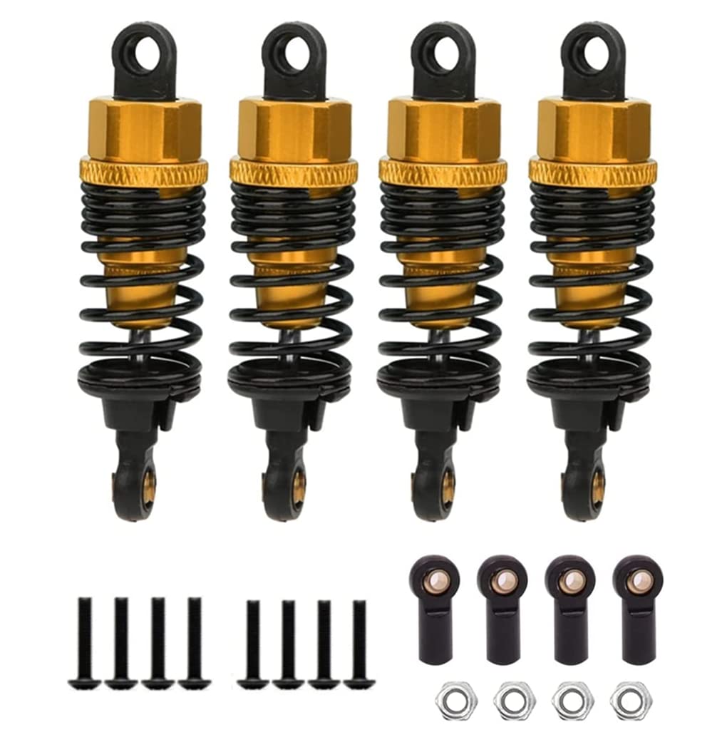 Aluminum Oil Filled RC Shock Absorber 55mm for Tamiya Tt-01 Mf-01x 1/10 RC Car Upgrade Part 4 pcs/set(Yellow)