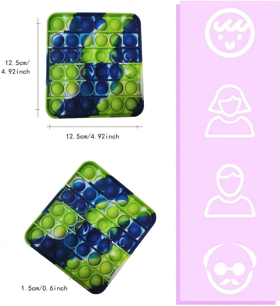 10Pcs Random Silicone Tie-Dye Push Pop Bubble Fidget Toy, Autism Special Needs Stress Reliever, Squeeze Sensory Tools To Relieve