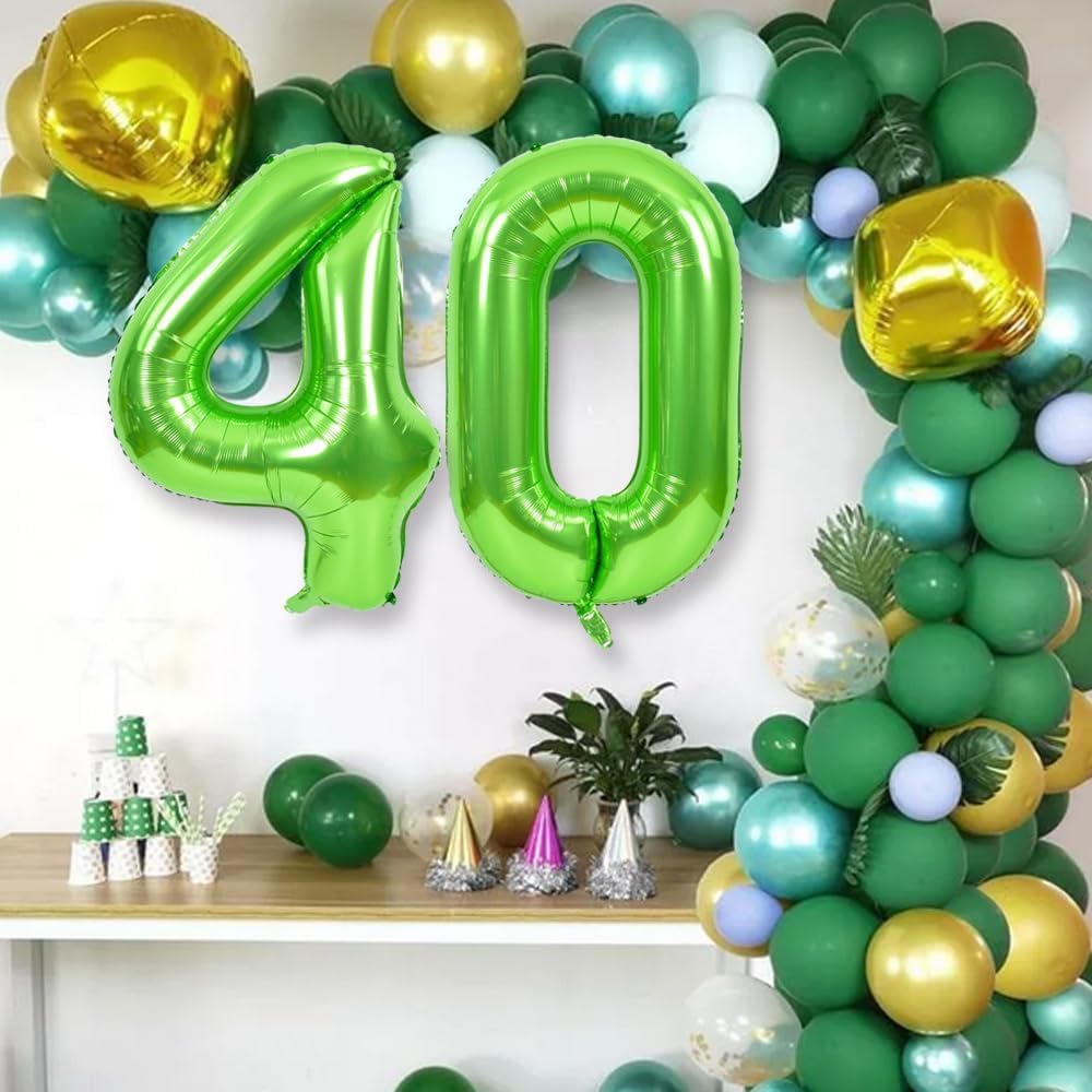 Toniful 40 Inch Large Green Number 60 Balloons Giant Digital 60 Helium Balloons, Foil Mylar Big Number Balloons For 60Th Birthda
