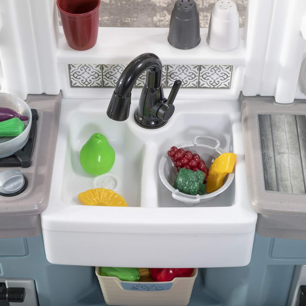 Step2 Timeless Trends Kids Kitchen Playset, Indoor/Outdoor Kitchenette, Interactive Play with Lights and Sounds, Made of Durable