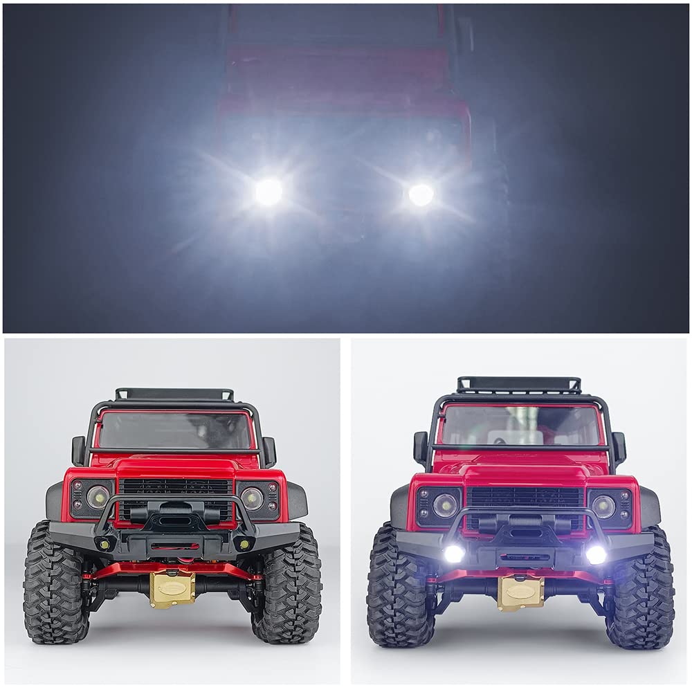 RCHUBAM 1Set Aluminum Front Rear Bumper with LED Lights for 1/18 TRX4M Defender Bronco RC Crawler Car