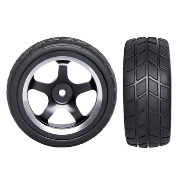 CrazyHobby Preglued On-Road Tires and Wheels Aluminum Wheel Rims 12mm Hex Hub for 1/10 Traxxas 4Tec HPI RS4 Tamiya TT01 TT02 HSP