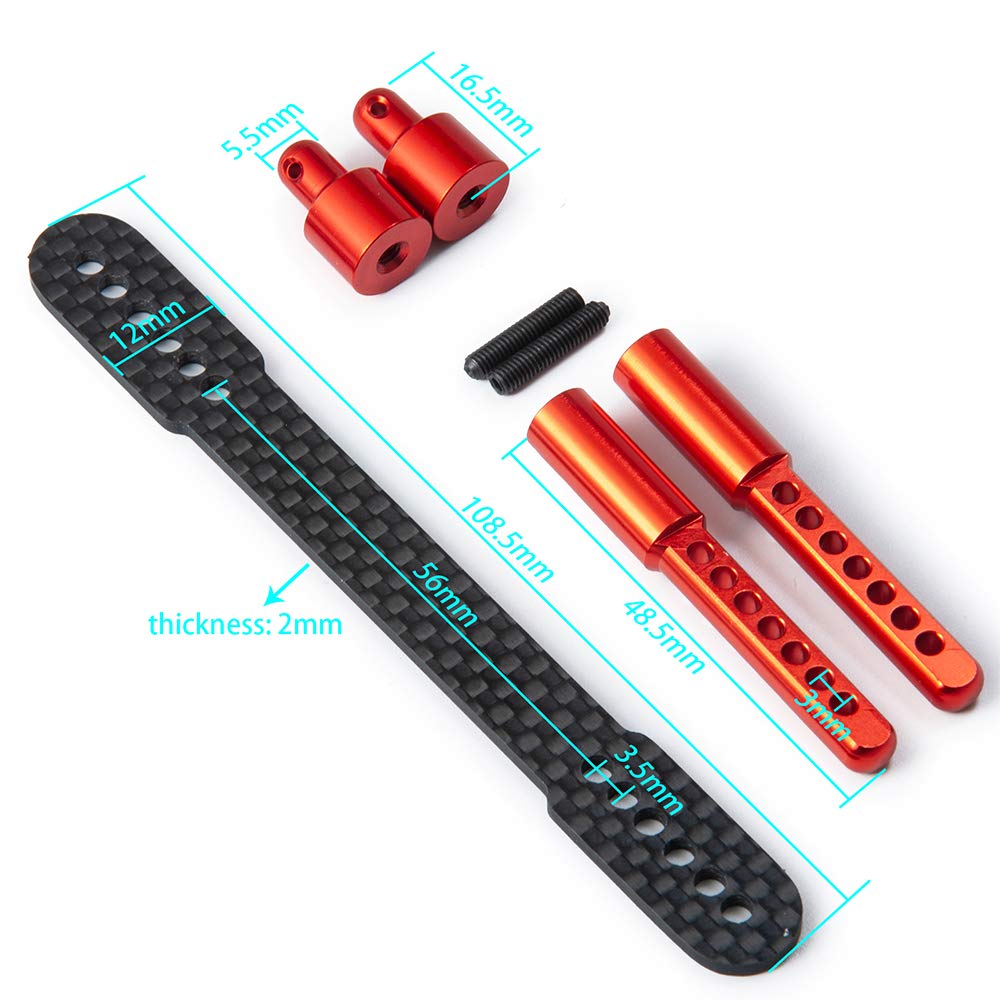 RC-Hub 1Set Body Post Mounts Metal Front and Rear Shell Column for 1:10 Axial SCX10 90046 90047 RC Car (Red)