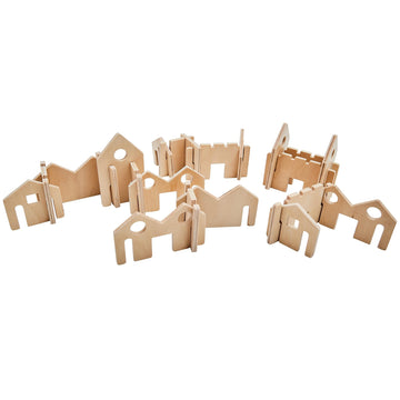 The Freckled Frog Little Happy Architect - Set Of 22 - Ages 18M+ - Wooden Blocks For Toddlers - Create Endless Village Layouts -