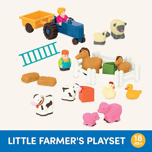 Battat Farm Animal Play Set - 25 Toy Animals, Fences, Tractor, 18 Months+, Multi