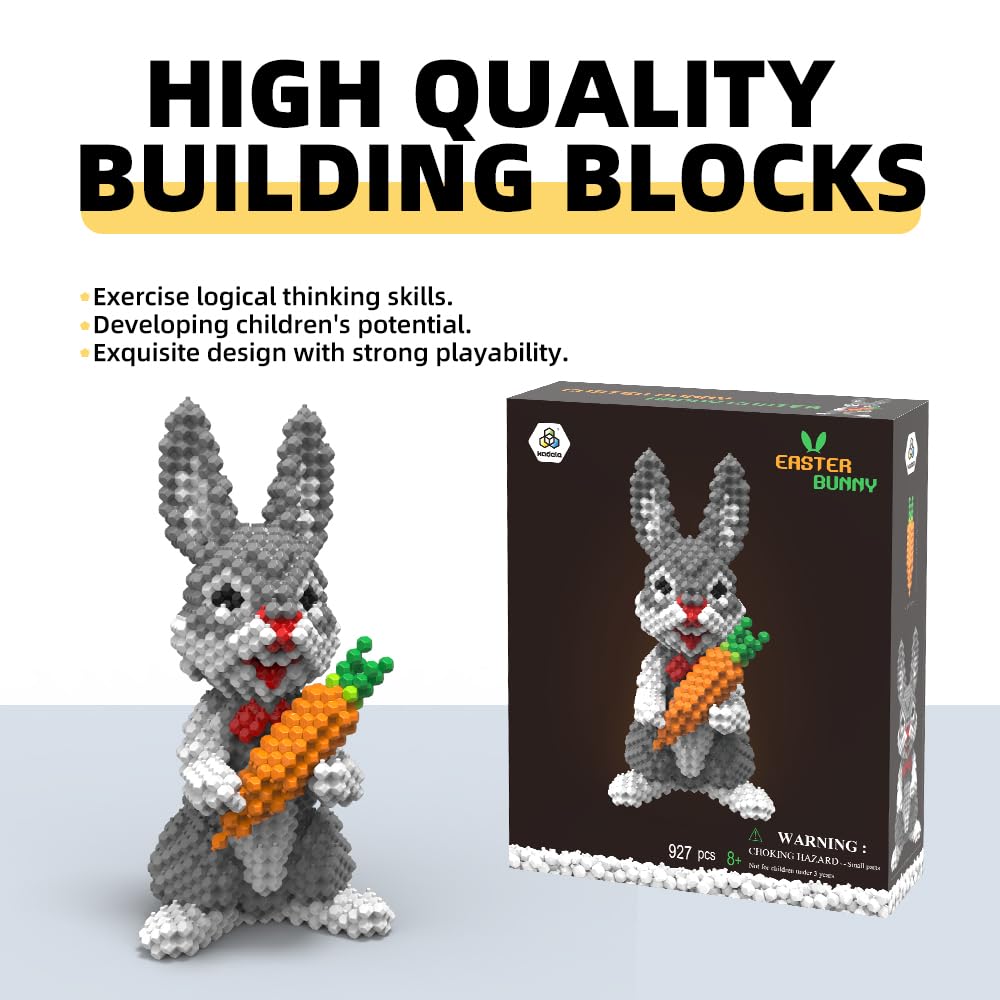 KADELE Easter Bunny Building Set - 927 Pieces STEM 3D Educational Toy for Ages 8+ - Medium Size Plastic Blocks