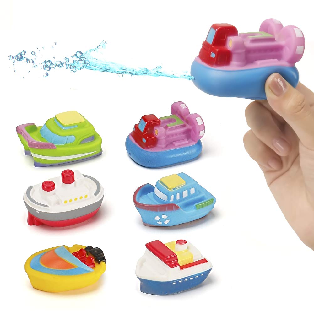 Nasidear Bath Boat Toy Set - 11-Piece with 4 Mini Cars & 6 Boat Squirters for Toddlers - Fun Floating Toys for Bathtub, Pool, Beach