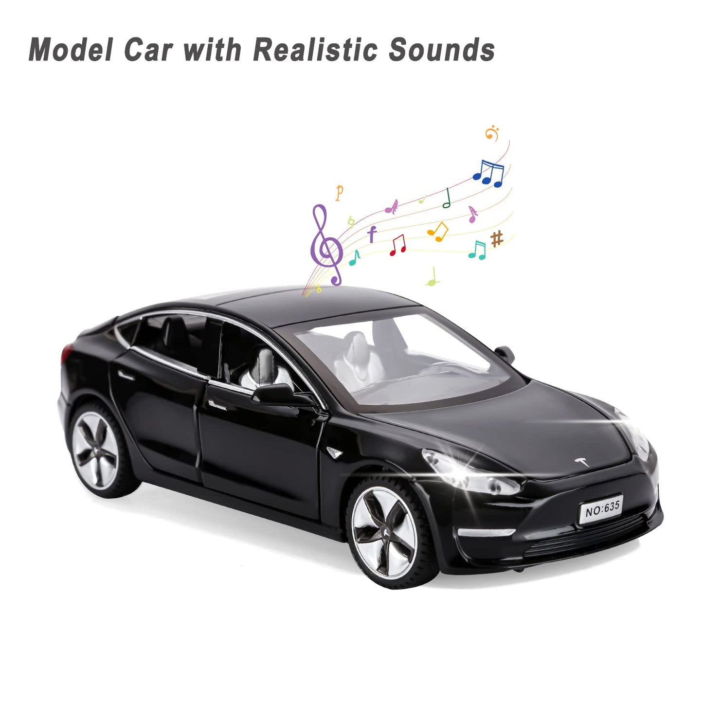 Toy Car Model 3 Diecast Metal Model Cars Pull Back car for Boys and Girls Age 3 - 12 Years Old (Black)