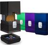 Sooez 4 Pack Deck Card Box for MTG, Dice Storage, 100+ Deck Holder, Magic Commander, Black/Red, Green, Purple