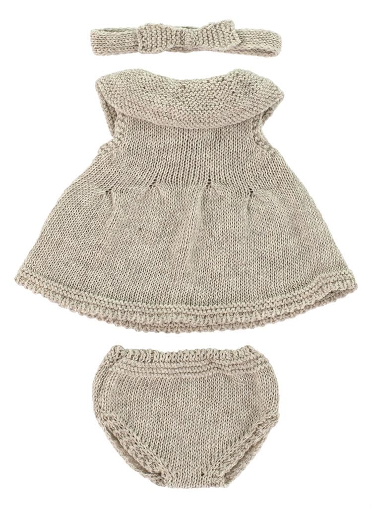 Miniland Clothes for Dolls 12 5/8'' Knitted Outfit Dress & Headband - ECO, Made in Spain, Quality, Role Play, Educational