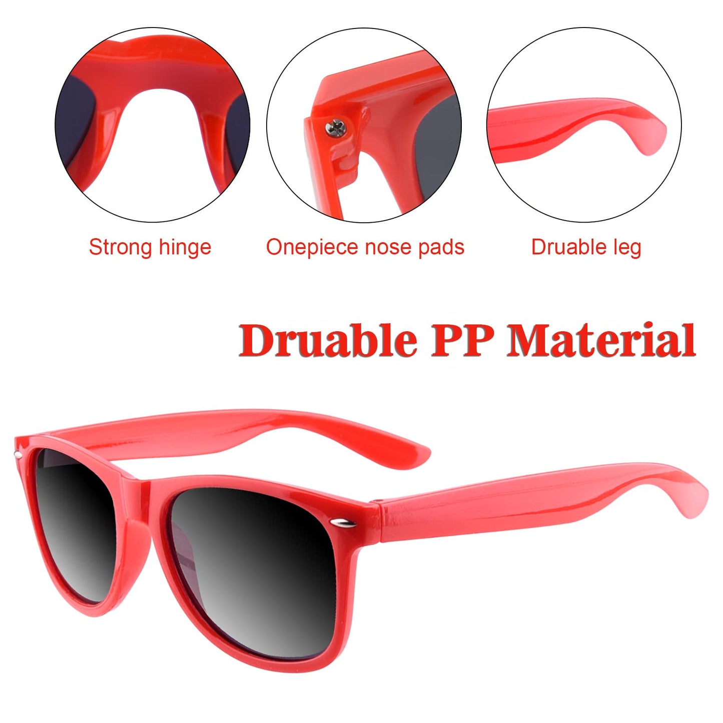 Tuparka 20 Pack Kids Sunglasses Bulk For Summer Pool Party Favors Birthday Parties Goody Bag Fillers, Red