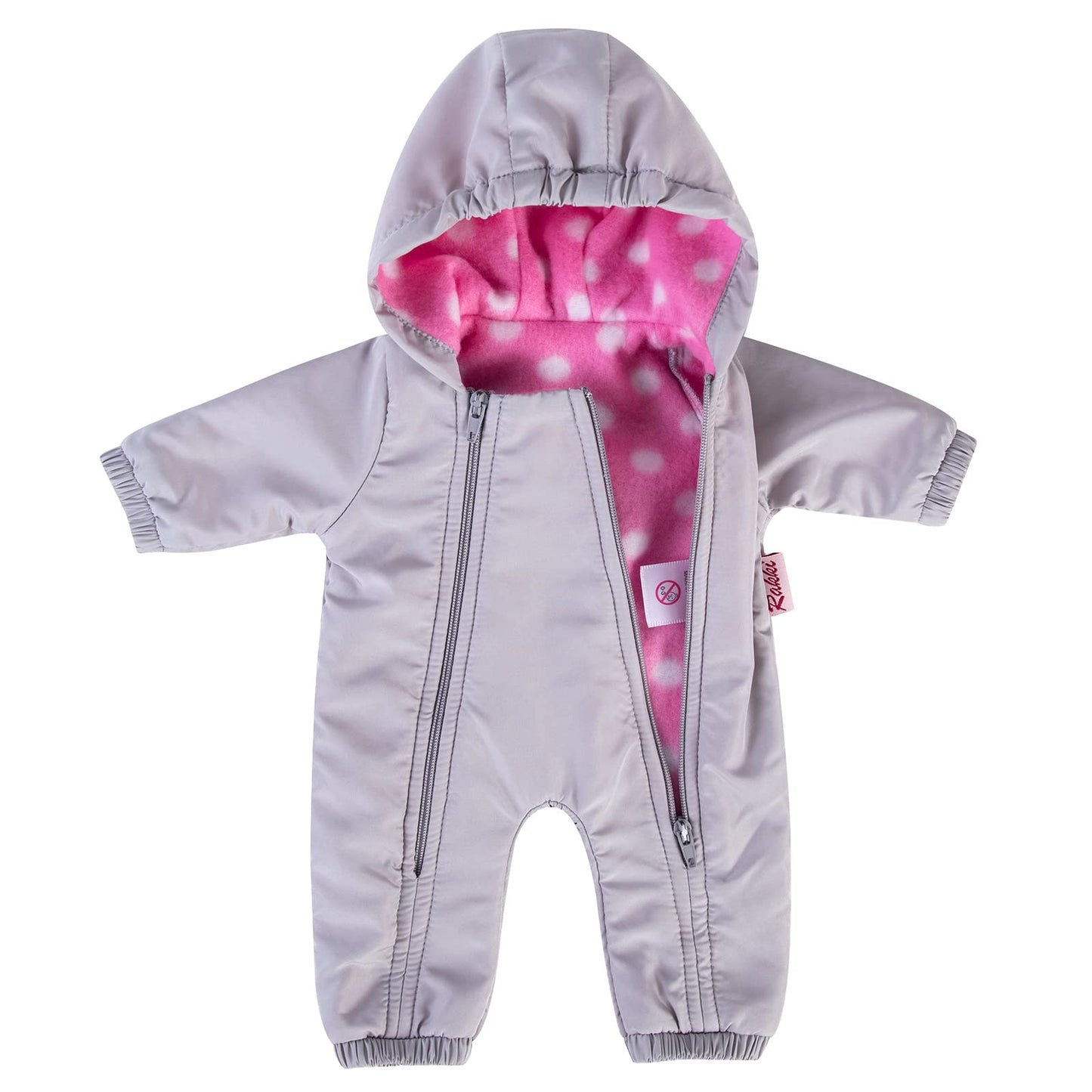 Rakki Dolli Doll Clothes Winter Romper Hooded Romper Grey Outfit Snowsuit Thick Polar Fleece Warm Jumpsuit Fits 18' American Girl Doll 010