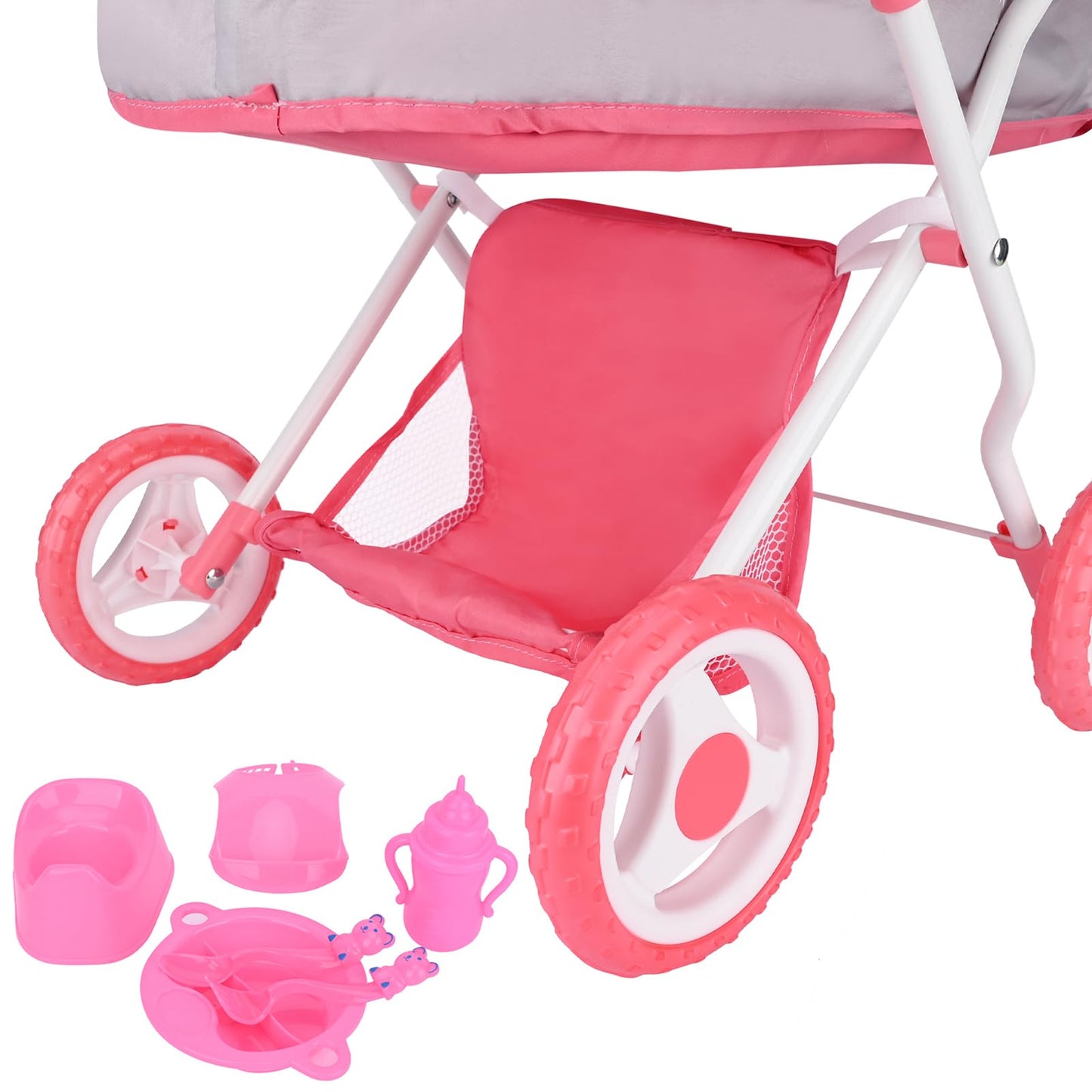 Bebamour Baby Doll Stroller Set 2 In 1 Babydoll Stroller With Removable Bassinet Doll Carriage Toy Doll Stroller For Toddlers (G