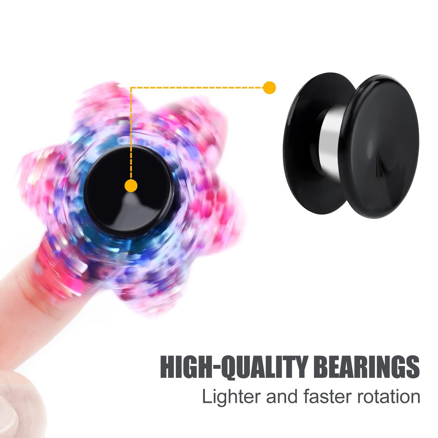 20 Pack Fidget Spinner Bearing And Cap Replacement Set, Chrome Steel Bearing Balls, High Speed 13Mmx7Mmx4Mm Bearings Single Seal