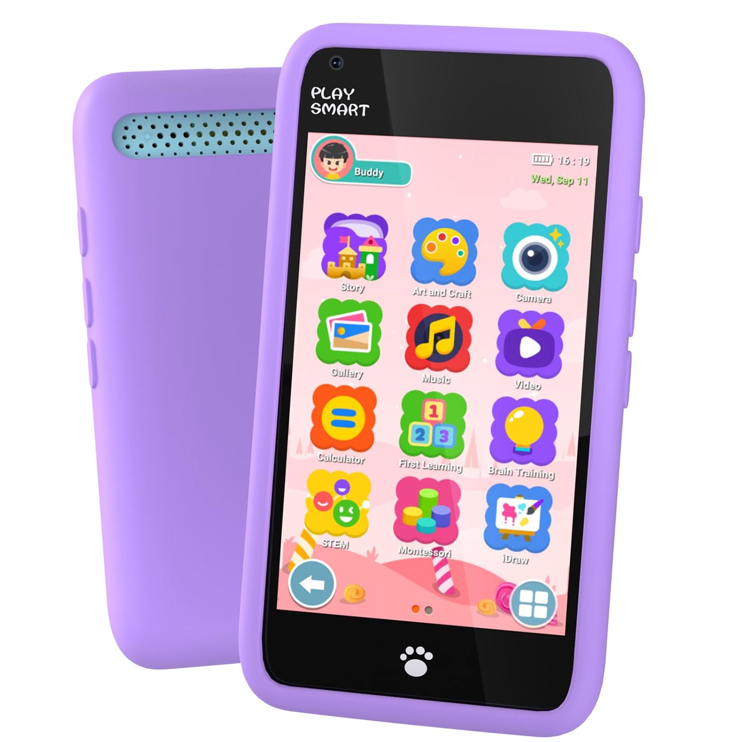 MOMILLA Toys Kids Smart Phone, Birthday Gifts for Girls, Kids Phone with 3.97'' Touchscreen, 16 GB Storage & Front Camera Mini P