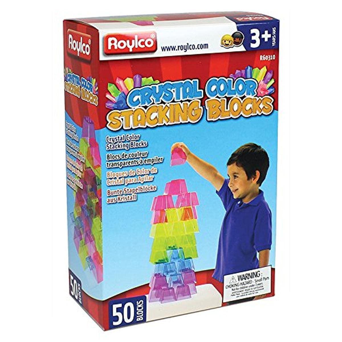 Roylco Crystal Color Stacking Blocks, Set of 50
