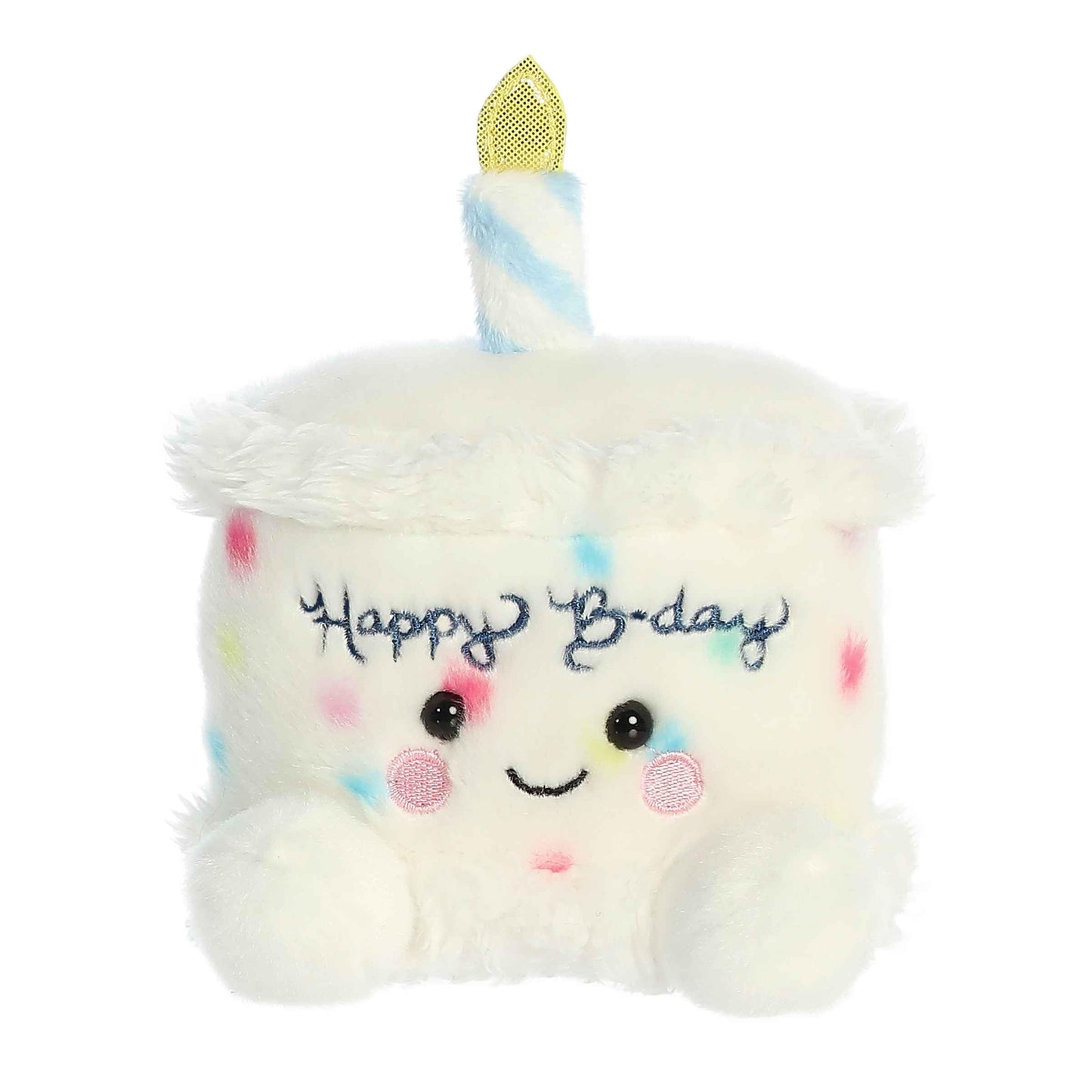 Aurora Adorable Palm Pals Happy B'Day Cake Stuffed Animal - Pocket-Sized Play - Collectable Fun - White 5 Inches