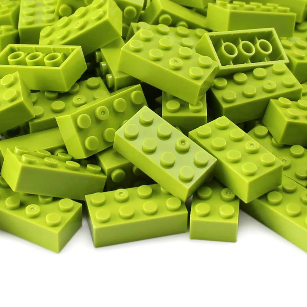 Feleph 100Pcs 2X4 Bricks Lime Pieces Parts Classic Building Kit Creative Play Set Blocks Toy Accessories Basic Compatible With 3001 Major Brands
