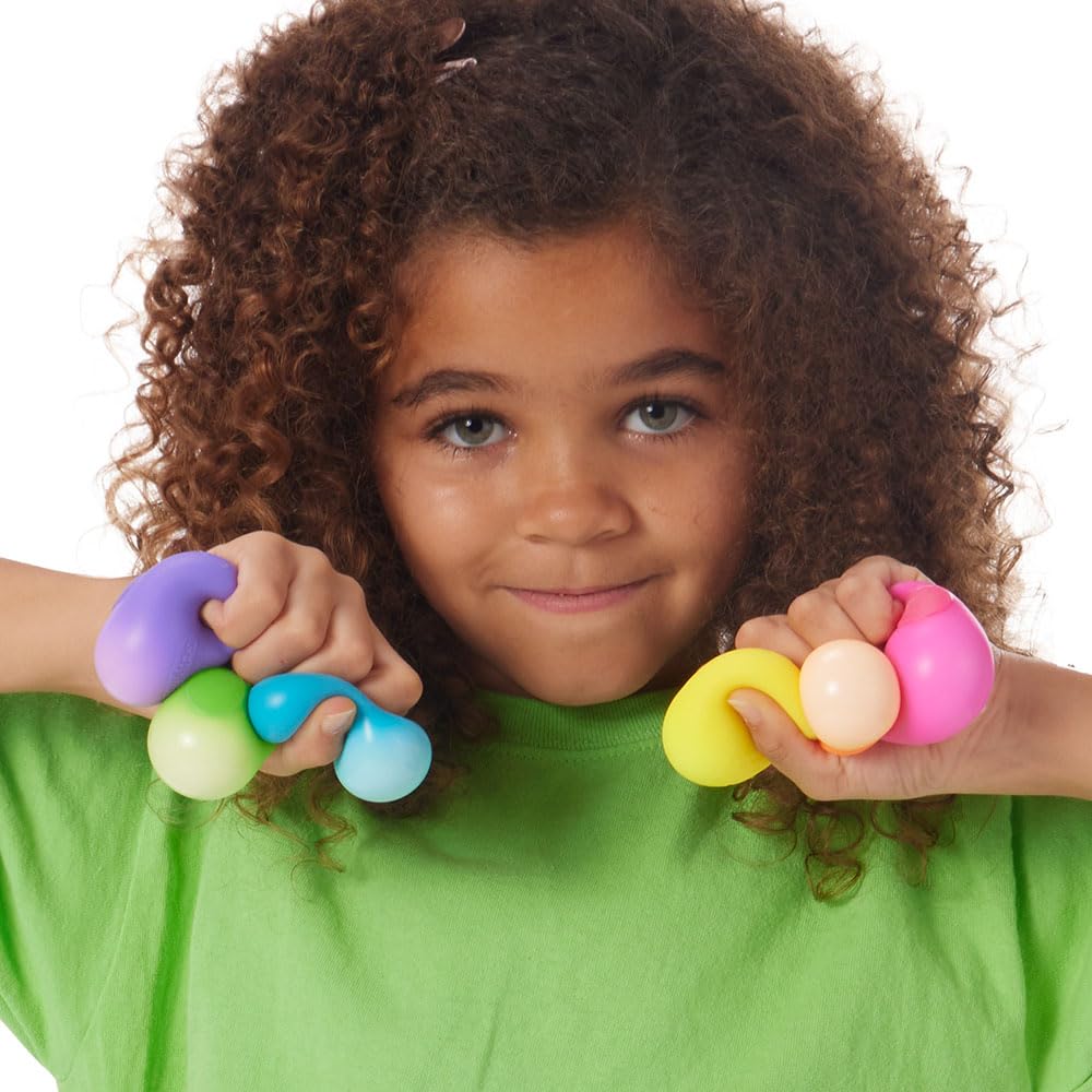 Schylling Needoh Rainboh Teenie - Sensory Squeeze Toy - Contains 6 Mini Groovy Globs - 1.5' Wide - Multicolored