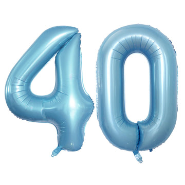 Goer Number 40 Balloons For 40Th Birthday Party Decorations,42 Inch Jumbo Foil Helium Balloons For 40Th Anniversary (Light Blue)