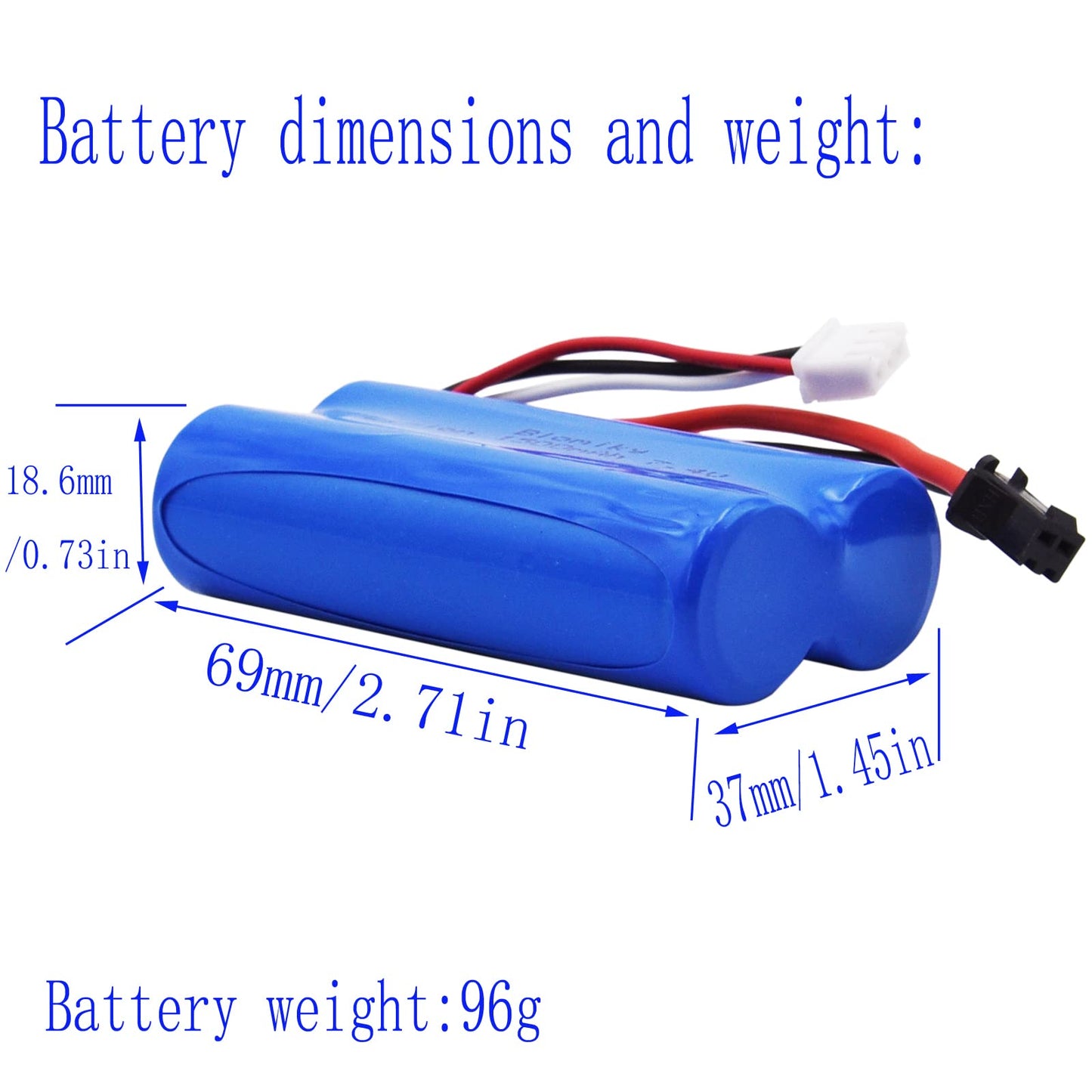 Blomiky 2 Pack 7.4V 1500mAh Li-ion Rechargeable Battery SM-2P Plug with Deans T Adapter and Charger Cable for H101 H103 H105 RC