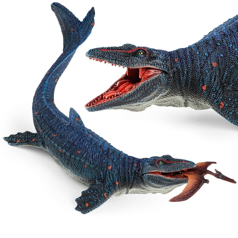 Gemini&Genius Mosasaurus Toys With Movable Jaw With Pterosaur Toy For Kids, Realistic Mosasaurus Dinosaur Toys, Dino Toys,Play &