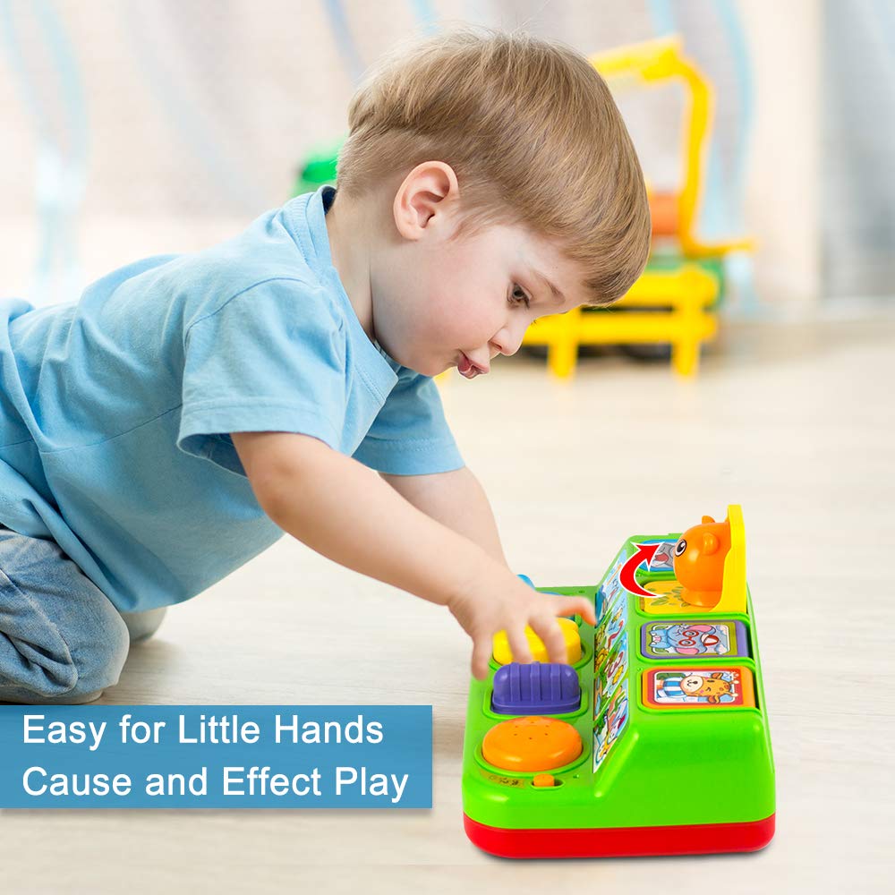 Yeebay Interactive Pop Up Animals Toy With Music, Animal Sound, Activity Toys For Ages 9-12 - 18 Months &1 Year Old Kids, Babies
