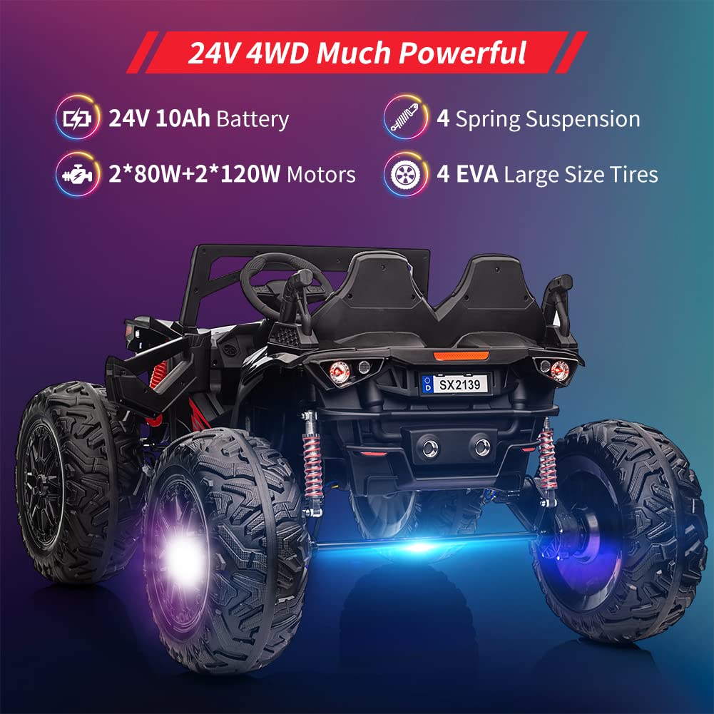 2 Seaters 24V Ride On Utv With Remote Control,10Ah Battery, 400W Powerful Motors With 17'' Eva Wheels, 20.5 Seat Width Electric