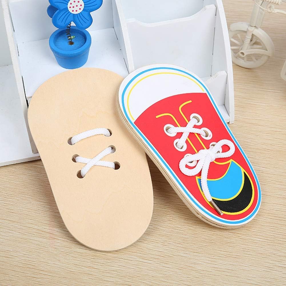 Wooden Learn To Tie Your Own Shoes Threading Lacing Shoes Training Early Learning Kits For Kids | Threading Lacing Shoes Trainin