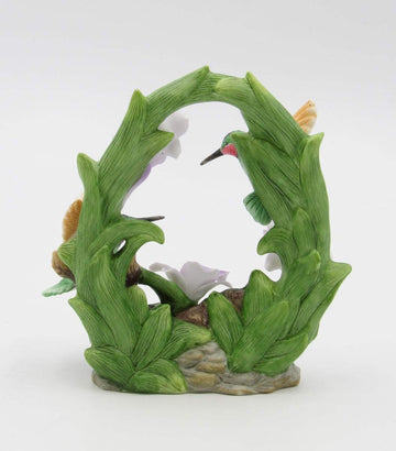 Cosmos Gifts Fine Porcelain Double Hummingbirds With Purple Orchid Flowers Figurine