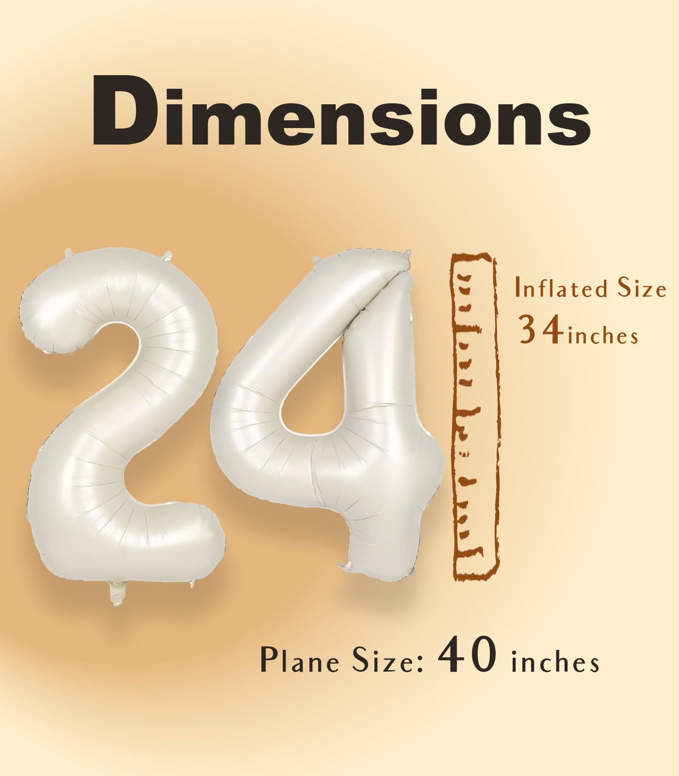 SUWEN 40 Inch Cream White Foil Number Balloons 0-9 Jumbo Mylar Birthday Party Decorations for Men & Women