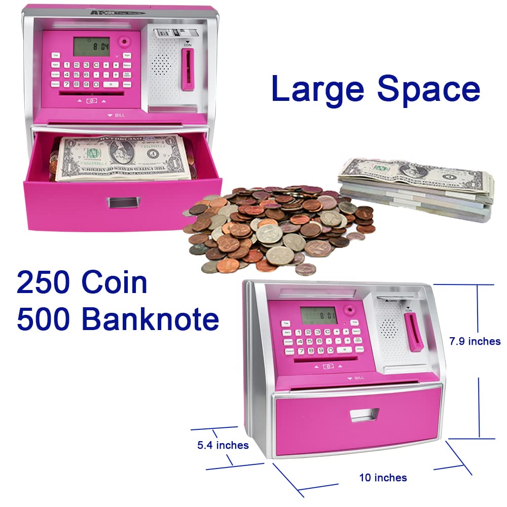 ATMBnk ATM Piggy Bank for Kids, Electronic Money Bank with Coin Counter, Card & Password, Mini ATM Machine Birthday Gift for Boy