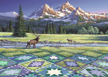 Ravensburger Mountain Quiltscape 300 Piece Large Format Jigsaw Puzzle for mature-themeds - 16788 - Every Piece is Unique Softclick Technology Means Pieces Fit Together Perfectly