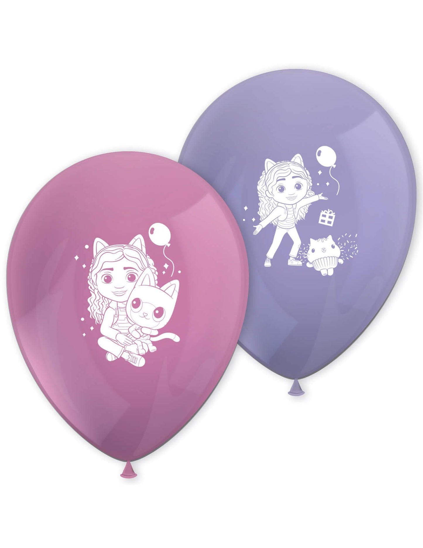 Procos Gabbys Dollhouse Printed Latex Balloons (8pk - 4 pink 4 purple)