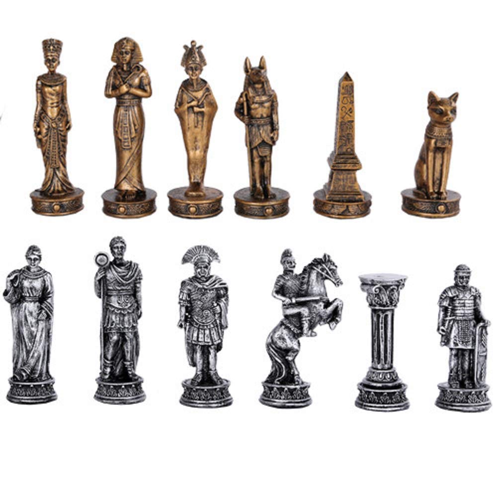 Pacific Giftware Silver Romans Vs Egyptians Chess Set with Glass Board - Classic Decorative Game for Collectors and Enthusiasts