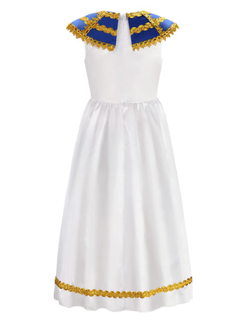 Relibeauty Egyptian Costume Kids Girls Halloween Pharaoh Costume For Girls, 130 White