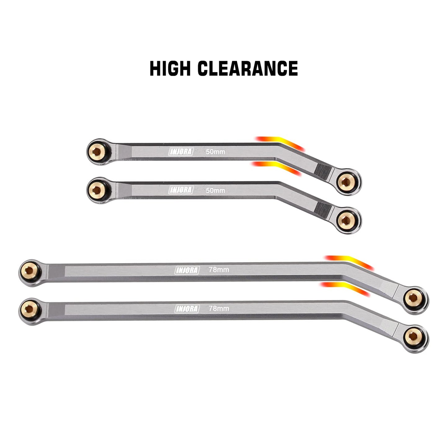 INJORA High Clearance Front 4 Links Set for SCX24 Gladiator Dodge Power Wagon 1/24 RC Crawler Car Axial, 8PCS (Grey)