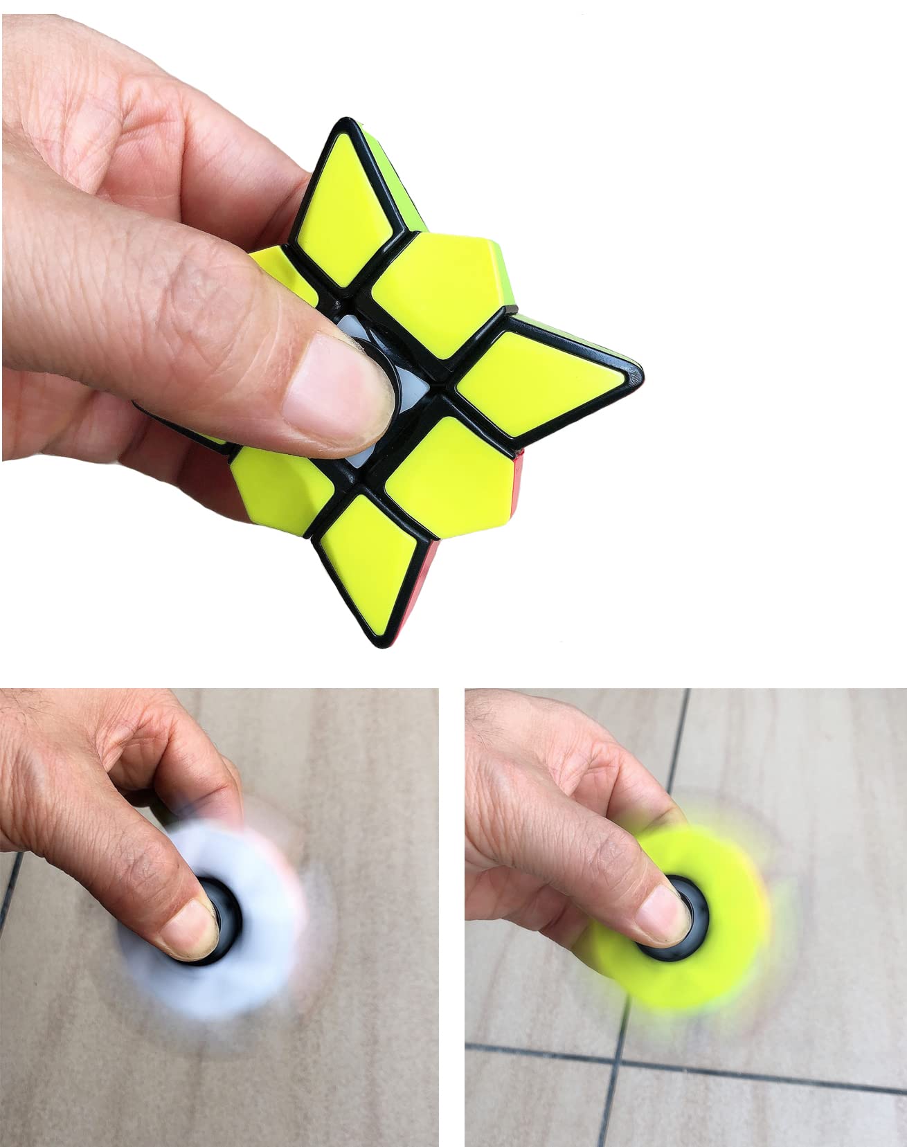 Tanch Magic Spinner Cube 2 In 1 Stickerless Brain Teasers Magic Puzzle Spinning Top Cube Rotatable Stress Relief 1X3X3 Finger Speed Cube Floppy Anti-Anxiety Fidget Toys Game For Kids Adults