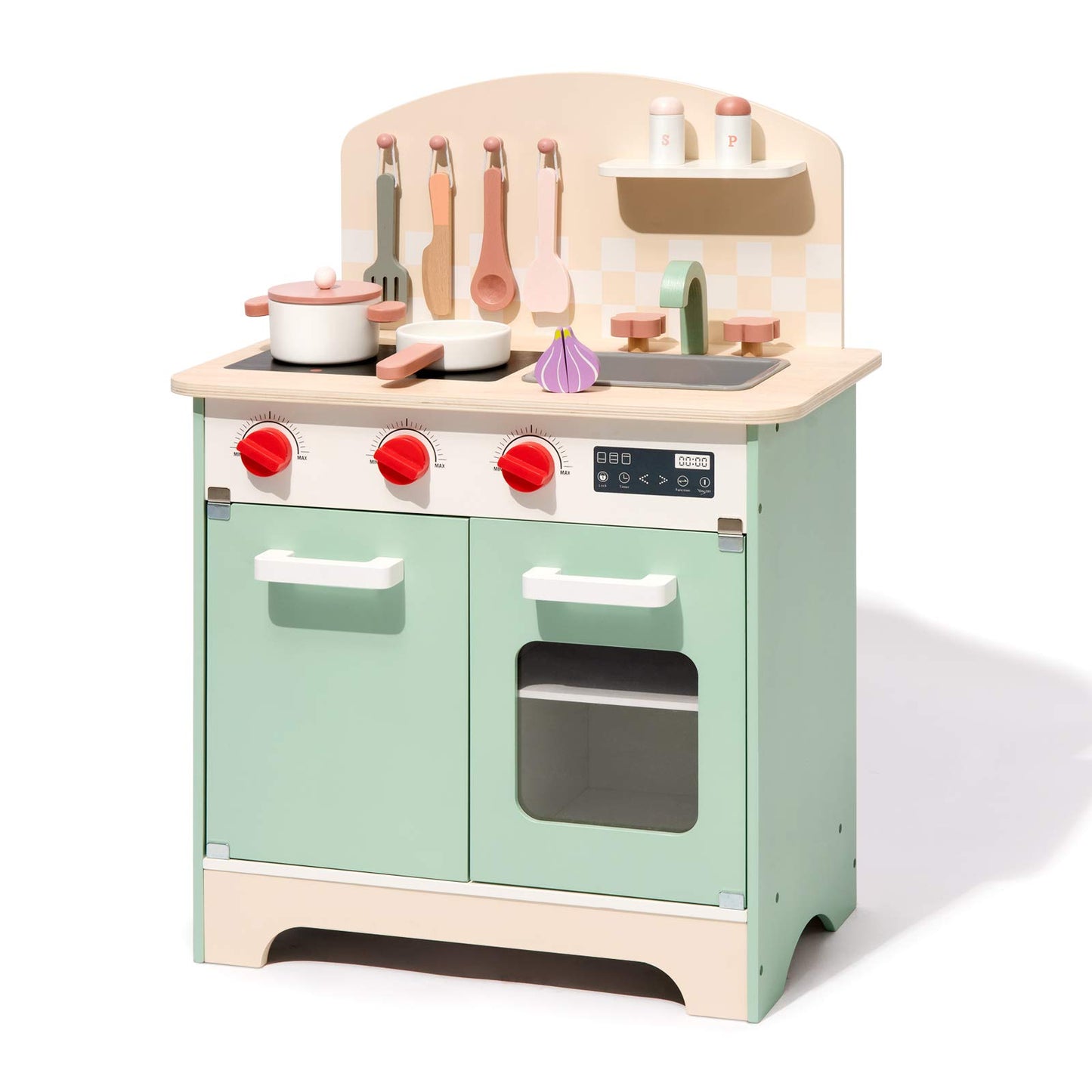 Robud Kids & Toddlers Kitchen Playset, Wooden Pretend Play Kitchen Set Toy Gift For Girls & Boys